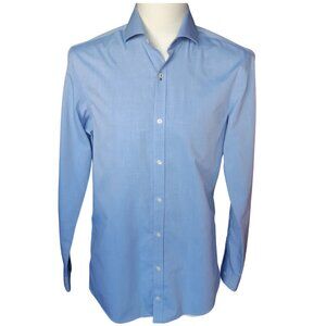 Grafton 1853 SZ 15R 100% Cotton 2 Ply Blue Men's Button Up Dress Shirt